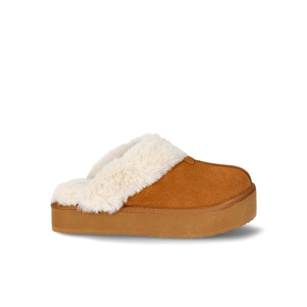 NWT Joyspun Women's Faux Suede Platform Clog Slippers Sz 8 - Picture 2 of 16
